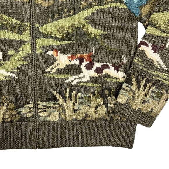 Vintage Ralph Lauren Wool Dog Hunt Cardigan Sweater Hoodie Jacket - Picture 14 of 16